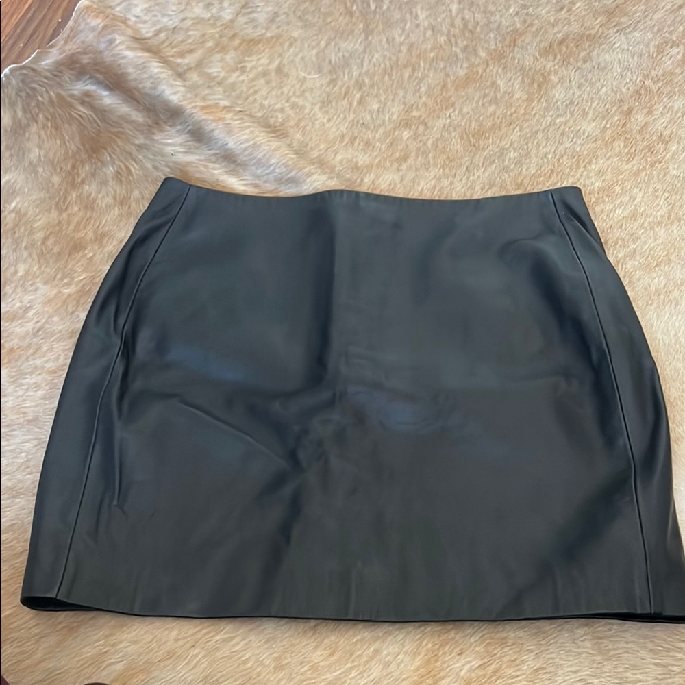 Sezane Black Leather Skirt